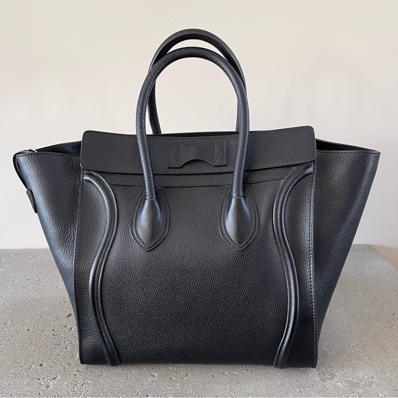 CELINE MINI LUGGAGE in Drummed Calfskin - Black with Silver Hardware - Picture 5 of 8